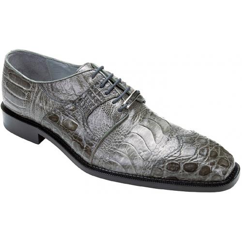 Belvedere "Moscato" Grey Genuine Crocodile/Ostrich Wing-Tip Shoes